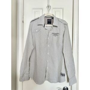 Vintage Y2K style - Pro Jek Raw men’s button-down shirt white and light gray str